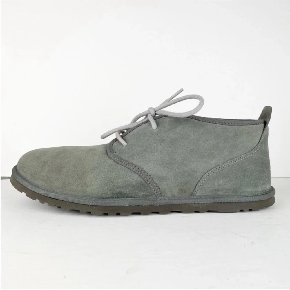 UGG Neumel Charcoal Gray Suede Leather Shearling Lace Up Warm Cozy Ankle Boots